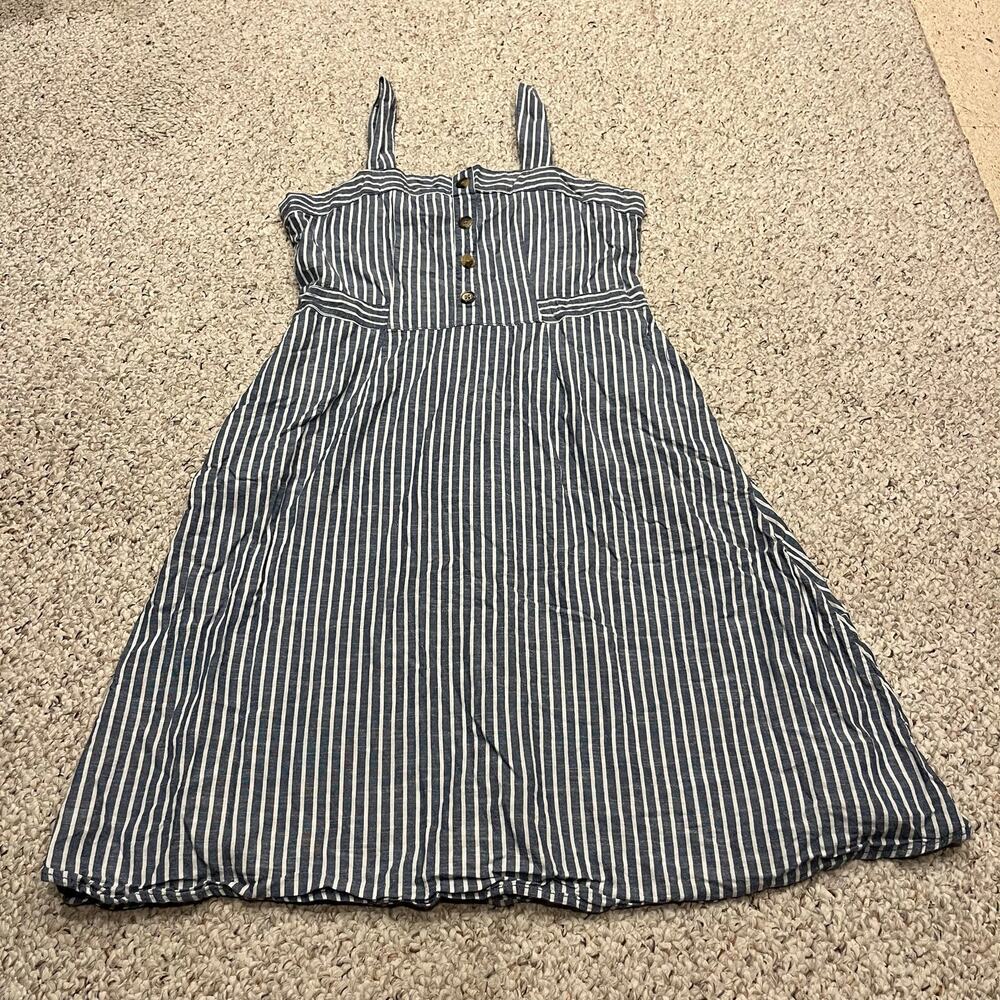 Rachel Roy Rylnne Striped Cotton Dress 14 Coastal Preppy Classic Casual Party